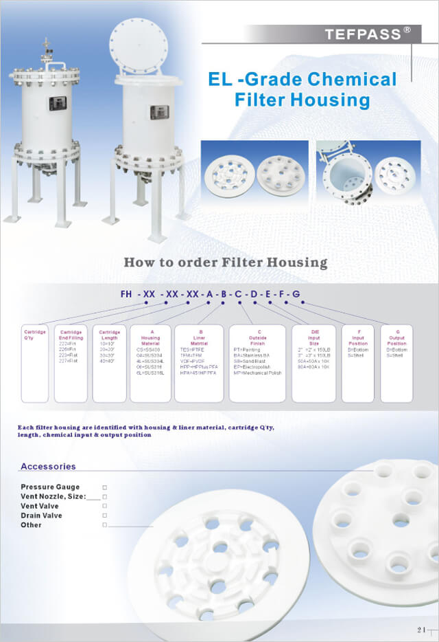 TEFPASS® PFA Lined Filter Housing